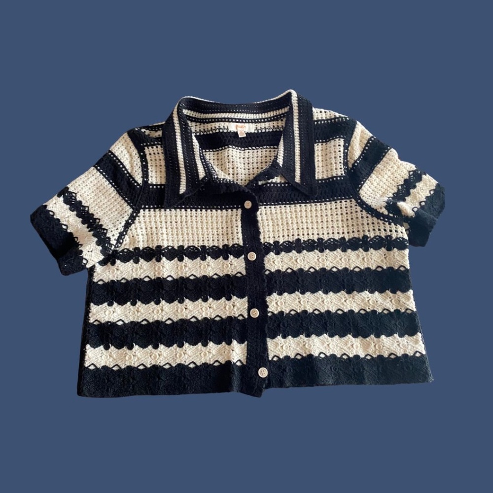 Crochet Striped Cardigan Womens Size XL - Picture 4 of 8